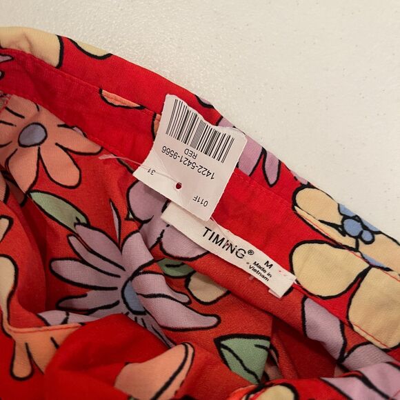 Timing Blouse Women's Medium Floral Button Up Cropped Groovy Shirt NWT - Picture 7 of 9
